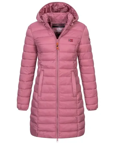 Geographical Norway Damen Winterjacke Steppmantel - Funktionsjacken - Leichte und warme Winterjacke mit abnehmbarer Kapuze, ideal für kalte Temperaturen und stilvolle Auftritte.