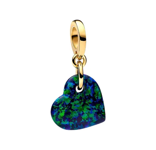 Pandora Opalescent Green Heart Dangle Charm - Charm-Anhänger in Herzform mit opaleszenten Effekten, ideal zur Personalisierung Ihrer Armbänder und für einen einzigartigen Look.