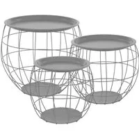 ML-Design Beistelltisch 3er Set, rund, Grau - Satztische fürs Wohnzimmer, vielseitig einsetzbar mit abnehmbarer Tischplatte und Stauraum in 3 Größen für ein modernes und flexibles Wohnambiente.