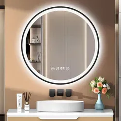 PESENXAN Runder LED Spiegel 60 cm mit Antibeschlag und Dimmfunktion - Schwarz - Dieser elegante LED Spiegel mit 3 Lichtfarben und Touch-Schalter bietet eine klare Sicht dank Antibeschlag-Funktion. Ideal für moderne Badezimmer und sorgt für stilvolle Beleuchtung beim Make-up.