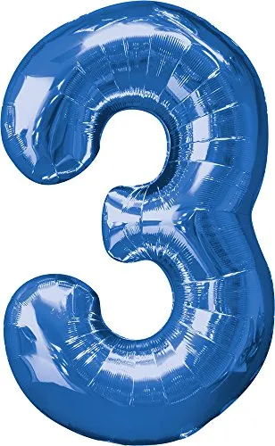 Produktbild Amscan Anagram 2827901 Folienballon Zahl 3, Blau, 81,3 cm