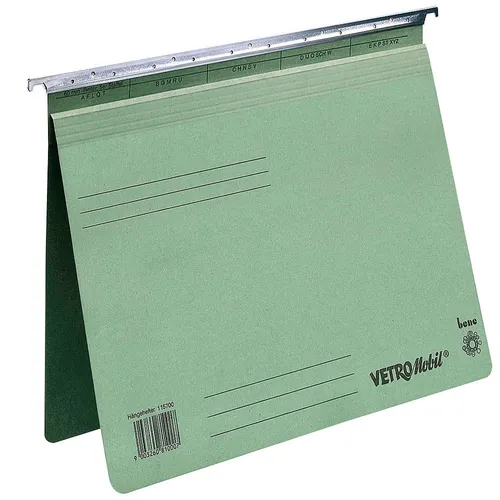 bene Hängehefter Vetro Mobil - Moosgrün, 1 x kaufmännische Heftung - Mappen & Hefter, strapazierfähiger Spezialkarton und nachrüstbar, ideal für eine organisierte und farbenfrohe Bürogestaltung.