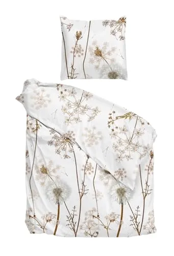 Bettwäsche Bettbezug Kissenbezug Baumwolle Weiß Beige 135 x 200 cm - Bettwäschegarnitur aus hochwertiger Baumwolle, pflegeleicht und bei 60 °C waschbar. Ideal für ein gemütliches und stilvolles Schlafzimmer.