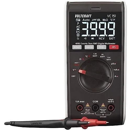 VOLTCRAFT VC151 Hand-Multimeter - Mess-, Ortungs- & Prüfgeräte mit digitaler Anzeige, CAT III 600 V und True RMS für präzise Messungen in der Werkstatt und im Haushalt.