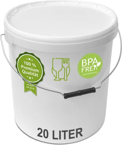plasteo® 20 Liter Eimer mit Deckel Lebensmittelecht Luftdicht Kunststoffeimer Plastikeimer Leereimer Transporteimer (1x 20 Liter)