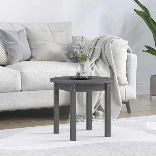 The Living Store Couchtisch Grau Ø 45x40 cm aus massivem Kiefernholz