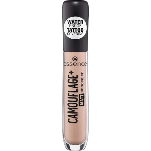 essence CAMOUFLAGE+ MATT Concealer Nr. 20 Nude - Gesicht Concealer mit ultra-deckender Textur für ein mattes Finish, langanhaltend und wasserfest, vegan und ölfrei - perfekt für einen makellosen Look.