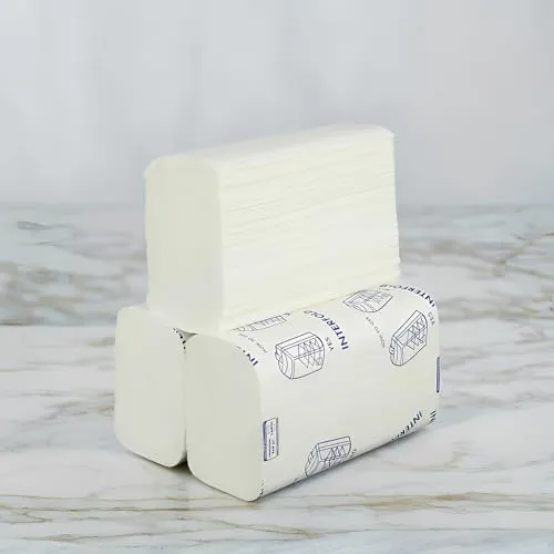 Papierhandtücher 2-lg Interfalz Zellstoff weiß - Papierhandtuchspender: Hochwertige, saugfähige und weiche 2-lagige Zellstoffhandtücher in plastikfreier Verpackung, ideal für hygienische Anwendungen.