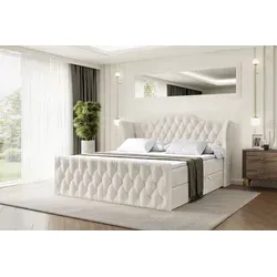 ALTDECOR Boxspringbett VILA-Z 120x200 - Taupe Samt - Boxspringbett mit zwei Bettkästen für viel Stauraum, 20 cm hohe H4-Matratze mit Taschenfederung für optimalen Schlafkomfort, ideal für Rückenbeschwerden.