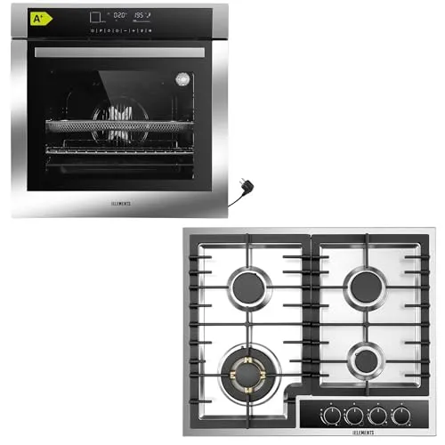 Gas Herdset 60cm mit Einbaubackofen und 4-flammigem Gaskochfeld