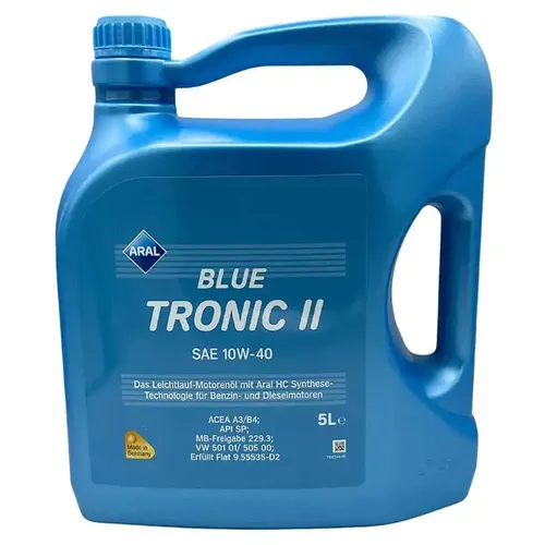 Aral Blue Tronic II 10W-40 Motoröl 5l für Diesel & Benziner - Hochleistungs-Motoröl für Diesel- und Benzinmotoren, sorgt für optimale Schmierung und Schutz, ideal für lange Fahrten und hohe Belastungen.