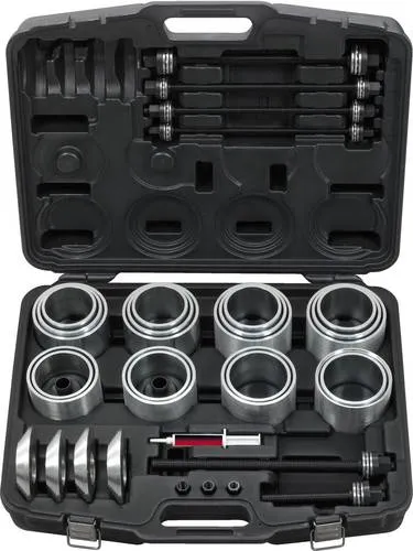 KS Tools Druck- und Zughülsen-Satz 46-tlg 700.1810 - Einzelteile & Ersatzteile für Montage und Demontage von Lagern, ideal für verschiedene Anwendungen in Baumaschinen und LKWs, geliefert in stabilem Kunststoffkoffer.