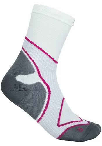 Bauerfeind Run Performance Mid Cut Socks - Pink-Weiße Laufsocken für Sport - Sportsocken für Damen in Größe 41-43 mit innovativer Infinity Zone für Fußgewölbe-Unterstützung und Stabilität beim Joggen, Marathon und Triathlon. Made in Germany.