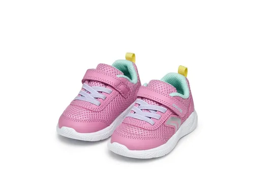Geox Baby B SPRINTYE Girl A White/Silver 27 EU - Leichte und atmungsaktive Schuhe mit optimaler Stoßdämpfung, die für einen hohen Tragekomfort sorgen. Schnelles Anziehen dank Einzelklettverschluss und elastischen Schnürsenkeln.