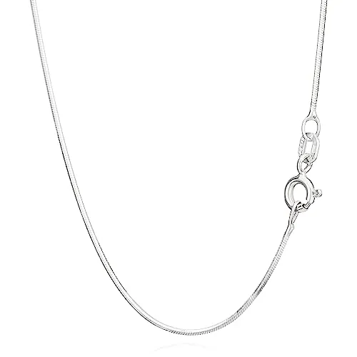 NKlaus 50cm Schlangenkette aus 925 Silber - Ketten für Damen: Elegante 50cm Schlangenkette aus 925 Sterling Silber, filigrante Breite von nur 0,8mm für zarte Eleganz und stilvolle Leichtigkeit.