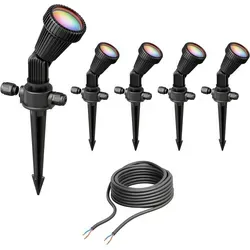 ledscom.de 5er Set Gartenstrahler mit Erdspieß PIRK, für außen, IP44, schwarz, inkl. Smart Home RGBW GU10 LEDs je 473lm
