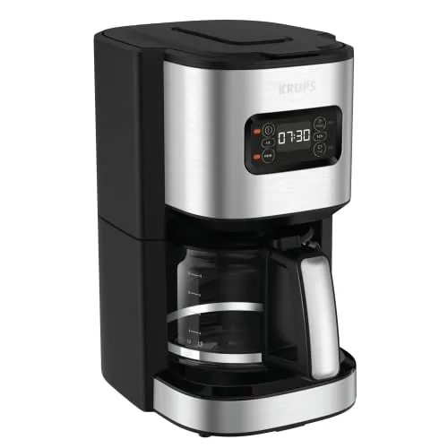 Krups KM480D Excellence - Programmierbare Edelstahl Filterkaffeemaschine mit 24-Stunden-Timer, für aromatischen Kaffee und einfache Bedienung