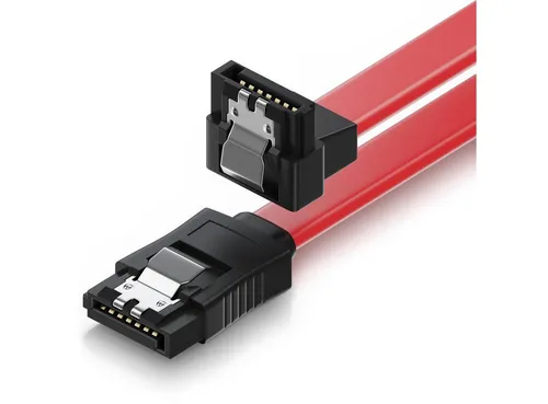 deleyCON deleyCON 0,3m SATA 3 Datenkabel mit Clip - 1x Winkel 90° Grad - S-ATA Computer-Kabel