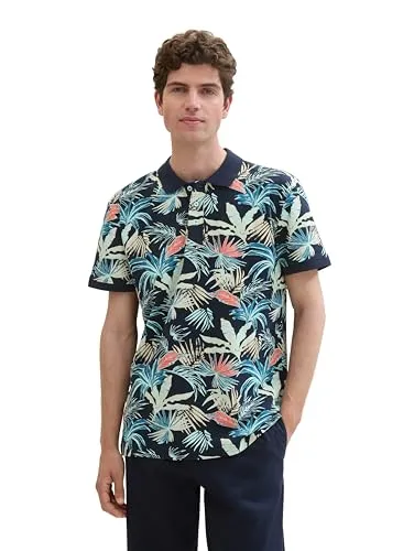 TOM TAILOR Herren Basic Piqué Poloshirt mit Alloverprint von Tom Tailor