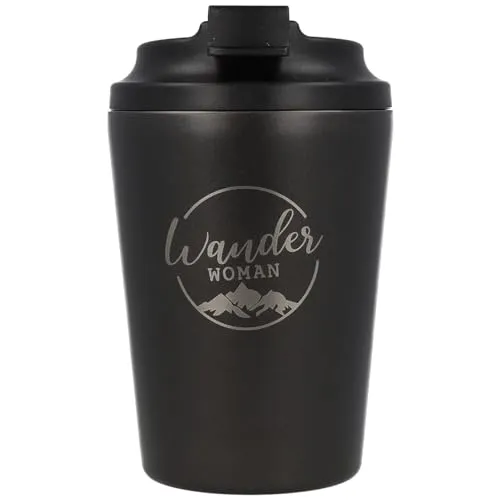 Spruchreif | Thermobecher mit Deckel und Gravur Wander Woman | Edelstahl Isolierbecher | Thermobecher für Unterwegs | Heiß-/Kaltgetränke