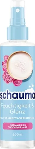 Schauma Sprühpflege Feuchtigkeit & Glanz (200 ml), Sprühspülung hilft, das Haar zu entwirren, Spülung mit bis zu 230 °C Hitzeschutz, Haarspülung für weiches, glänzendes Haar