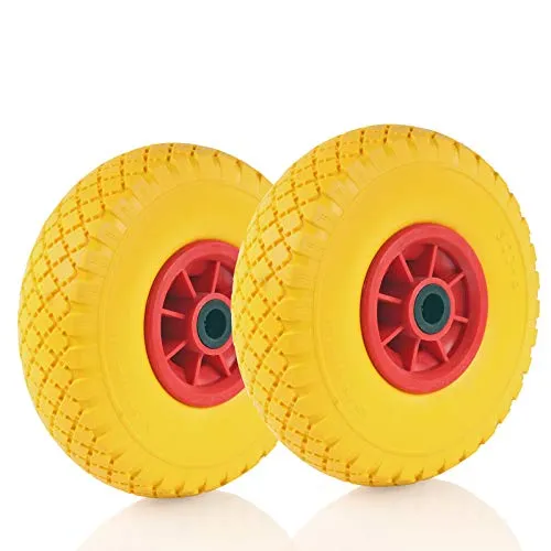 Schubkarrenrad vollgummi, Ersatzrad mit 10 Zoll Kunststofffelge, Polyurethan-Reifen, Gesamthöhe 250mm (2)