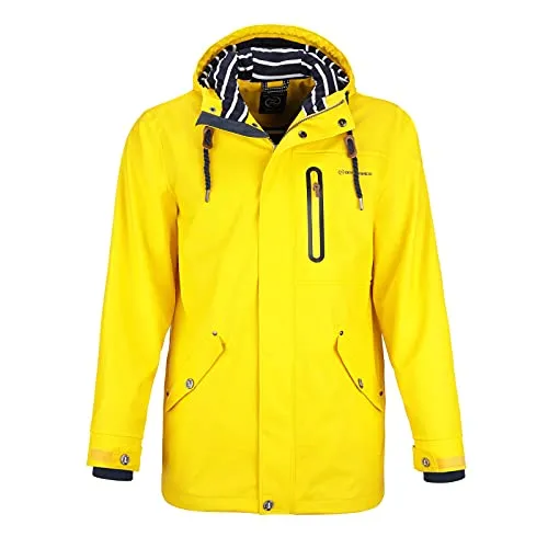 Dry Fashion Herren PU-Parka Lübeck - Wasserdichte Outdoor Jacke in Gelb 4XL - Funktionsjacke für Herren mit wind- und wasserdichtem Design, ideal für Outdoor-Aktivitäten. Mit intelligenter Belüftung und praktischen Taschen für optimalen Komfort.