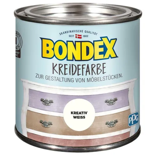 Bondex Kreidefarbe für Innen Vintage-Effekt Shabby-Chic-Look Kreativ Weiss 0,5 L