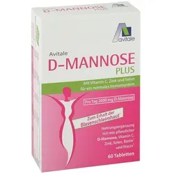 D-Mannose Plus 2000 mg Tabletten - Nahrungsergänzungsmittel mit pflanzlicher D-Mannose, unterstützt die Blase und das Immunsystem. Ideal zur Vorbeugung von Blasenentzündungen, gluten- und lactosefrei.