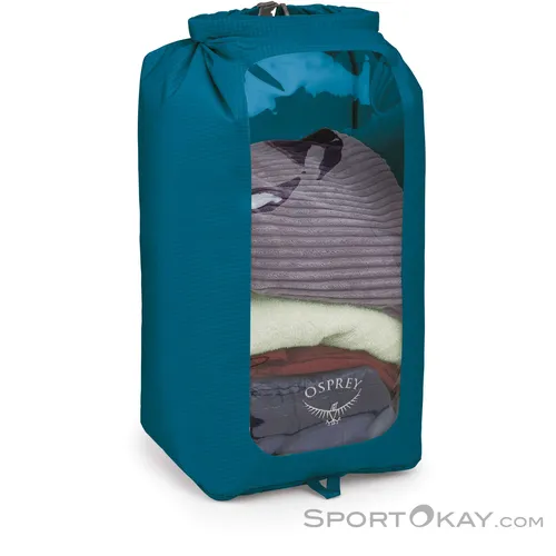 Osprey Ultralight Window Drysack 20L, blau - Packsack mit Sichtfenster, ideal für optimale Organisation und leichten Transport auf Reisen oder beim Outdoor-Abenteuer.