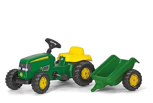 Rolly Toys 012190 - rollyKid John Deere mit Anhänger - Kinderfahrzeug für 2,5-5 Jahre mit robustem Anhänger und Heckkupplung für kreatives Spielen. Fördert Motorik und Koordination, ideal für kleine Abenteurer!