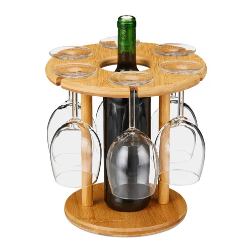 Weinglashalter Weinbutler Stielglashalter Weingläserregal rund natur 6 Gläser