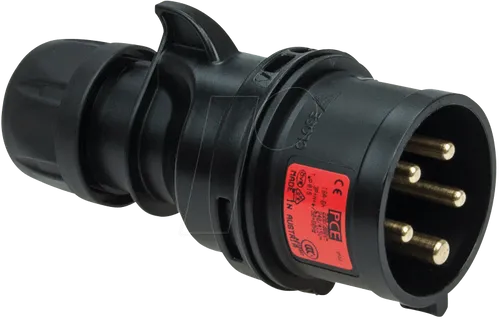 PCE Steckdose 015-6x CEE Stecker 16 A - 5-polig, 400 V, robuste schwarze Ausführung für zuverlässige Stromversorgung