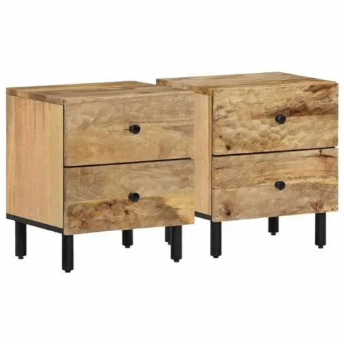 vidaXL Nachttische 2 Stk. aus massivem Mangoholz von vidaXL