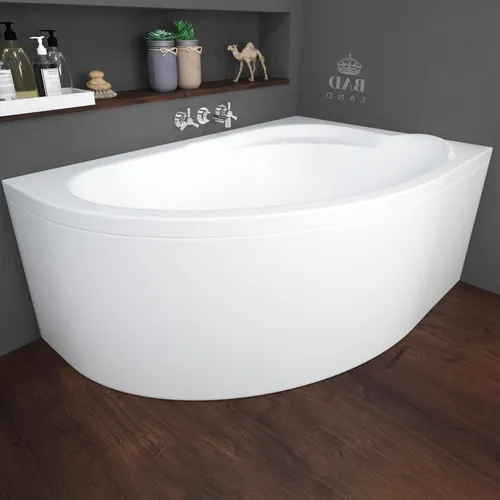 BADLAND Eckbadewanne STANDARD RECHTS 130x85 - Eckbadewanne aus robustem Acryl mit 90 Liter Fassungsvermögen, inklusive Acrylschürze und automatischem Ablauf. Ideal für entspannende Bäder in jedem Badezimmer.