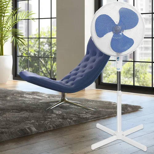 Bestron Standventilator ASV45W - Höhenverstellbarer Ventilator mit 3 Geschwindigkeitsstufen und 75° Oszillation für optimale Luftzirkulation im ganzen Raum. Ideal für Wohnzimmer, Schlafzimmer oder Büro.