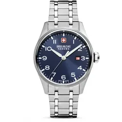 SWISS MILITARY HANOWA Quarzuhr Thunderbolt 43mm - Silber - Herrenuhren mit Swiss Quarzwerk, wasserdicht bis 10 bar und leuchtendem Zifferblatt für optimale Sichtbarkeit bei Dunkelheit.
