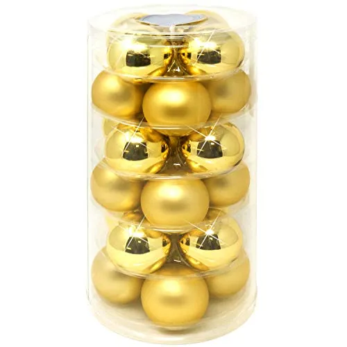 com-four® 24x Weihnachtskugeln, Christbaumkugeln aus echtem Glas für Weihnachten, Baumschmuck für den Christbaum, Ø 6 cm