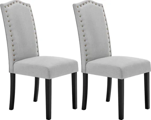 WOLTU 2er Set gepolsterte Esszimmerstühle Hellgrau mit Rückenlehne - Bequeme, ergonomische Stühle mit atmungsaktivem Leinenbezug und stabiler Massivholzkonstruktion. Ideal für Esszimmer, Küche oder Wohnzimmer – vereint Komfort und Stil.