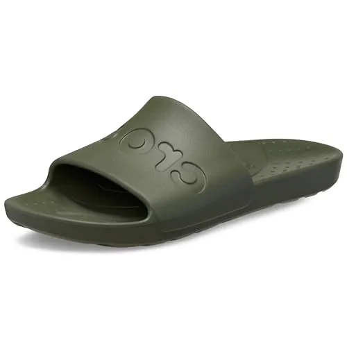 Crocs Sandale Slide dunkelgrün - Größe 41-42 - Badeschuhe mit typischem Crocs Komfort und elegantem Obermaterial. Leicht und bequem dank vollständig geformtem Croslite-Material - der ideale Begleiter für warme Tage!