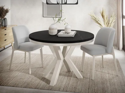 WFL Group Esstisch Rund, Anthrazit - Moderner runder Esstisch in anthrazit, ausziehbar für bis zu 10 Personen, ideal für Dinnerpartys und Familientreffen. Hergestellt in der EU aus nachhaltigen Materialien.