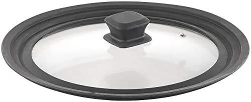 Rosenstein & Söhne Pfannendeckel: Universal-Silikonrand-Glasdeckel für Töpfe & Pfannen mit Ø 24-28 cm (Pfannendeckel Universal, Silikon, Deckel Pfanne)