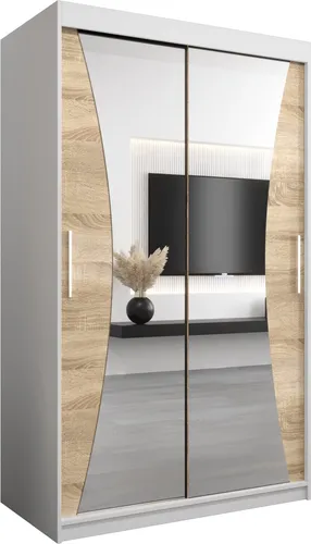 Kleiderschrank, Schiebetürenschrank Schlafzimmer, Schrank mit Spiegel MONACO 120 cm