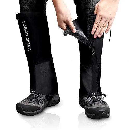 ioutdoor Outdoor Gamaschen, wasserdichte Staubdicht Einstellbare Atmungsaktive Beinschutz Gaiter für Outdoor-Hosen zum Wandern, Klettern,Trekking, Schneewandern 1 Paar (Schwarz, M)