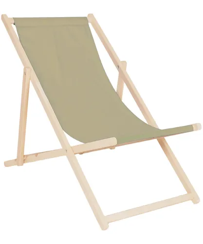 Beige Relaxliege - Klappbarer Liegestuhl für Garten und Strand - Liegen für entspannte Stunden: Klappbare, wasserfeste Relaxliege aus hochwertigem Holz, max. Belastung 150 kg, ideal für Garten, Strand oder Camping.