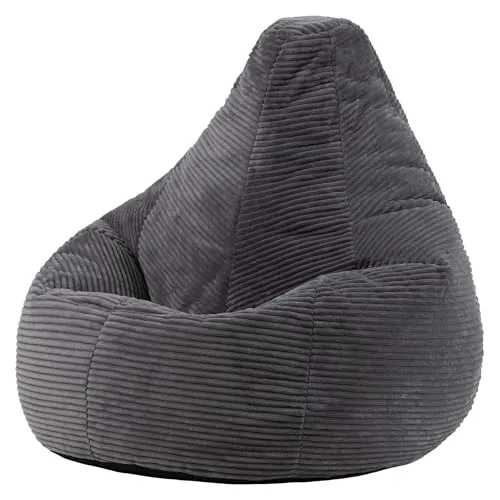Icon Dalton Sitzsack Cord mit Füllung, Grau