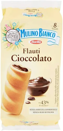 Mulino Bianco Merendine Flöten Chocolate, Snack Süßes für Die Brotdose - 280 G