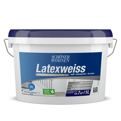 SCHÖNER WOHNEN Latexweiss seidengläzend Wandfarbe Innenfarbe 1 l