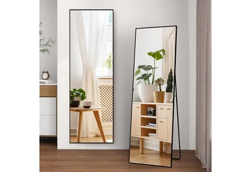 Furnishings Home großer Ganzkörperspiegel mit Metallrahmen - Eleganter rechteckiger Wandspiegel mit robustem Aluminiumrahmen. Ideal für Schlafzimmer, Wohnzimmer oder Friseursalons, sorgt für eine stilvolle Raumgestaltung und reflektiert Licht für ein helleres Ambiente.