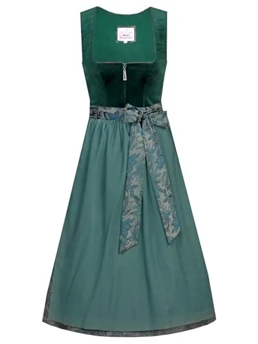 MarJo Damen Midi Dirndl IRSEE grün 38 - Dirndl für Damen, klassisches Midi Dirndl in elegantem Grün, ideal für festliche Anlässe und Oktoberfest.